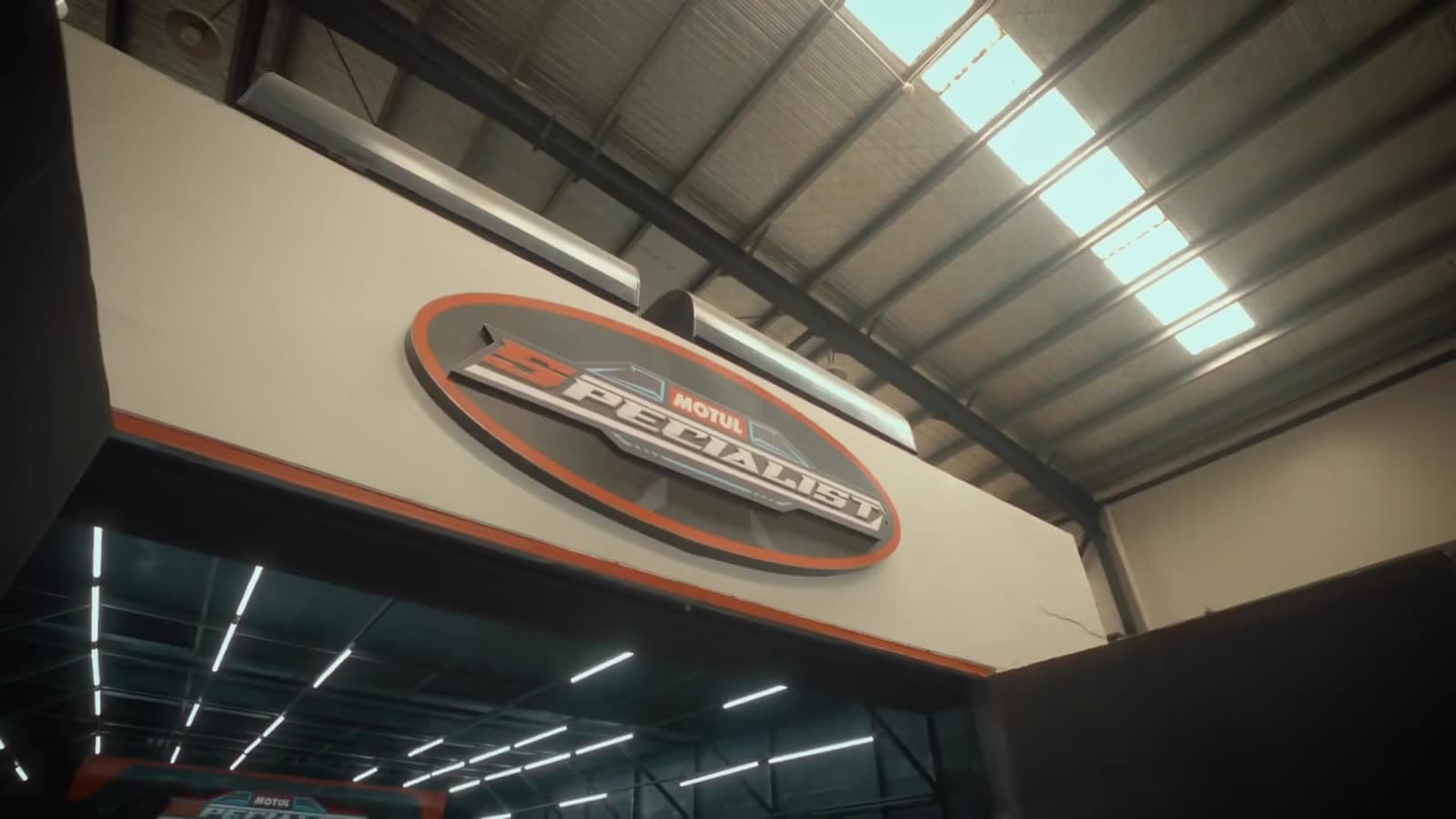 The Speedworks sign inside the shop